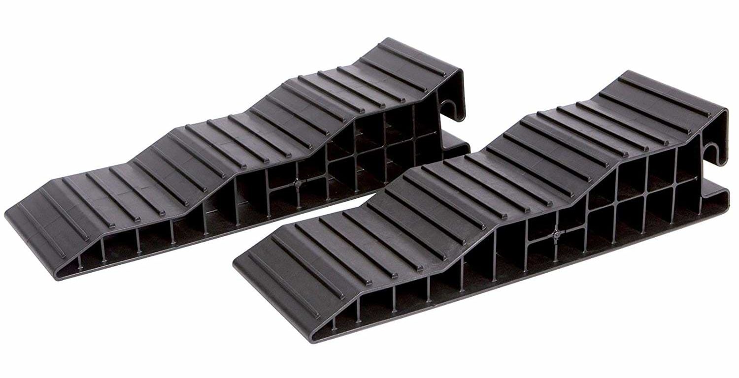 Cales De Roue Camping-Car 4 Pièces - PVC Noir, 20x12x11 Cm, Avec Poignée