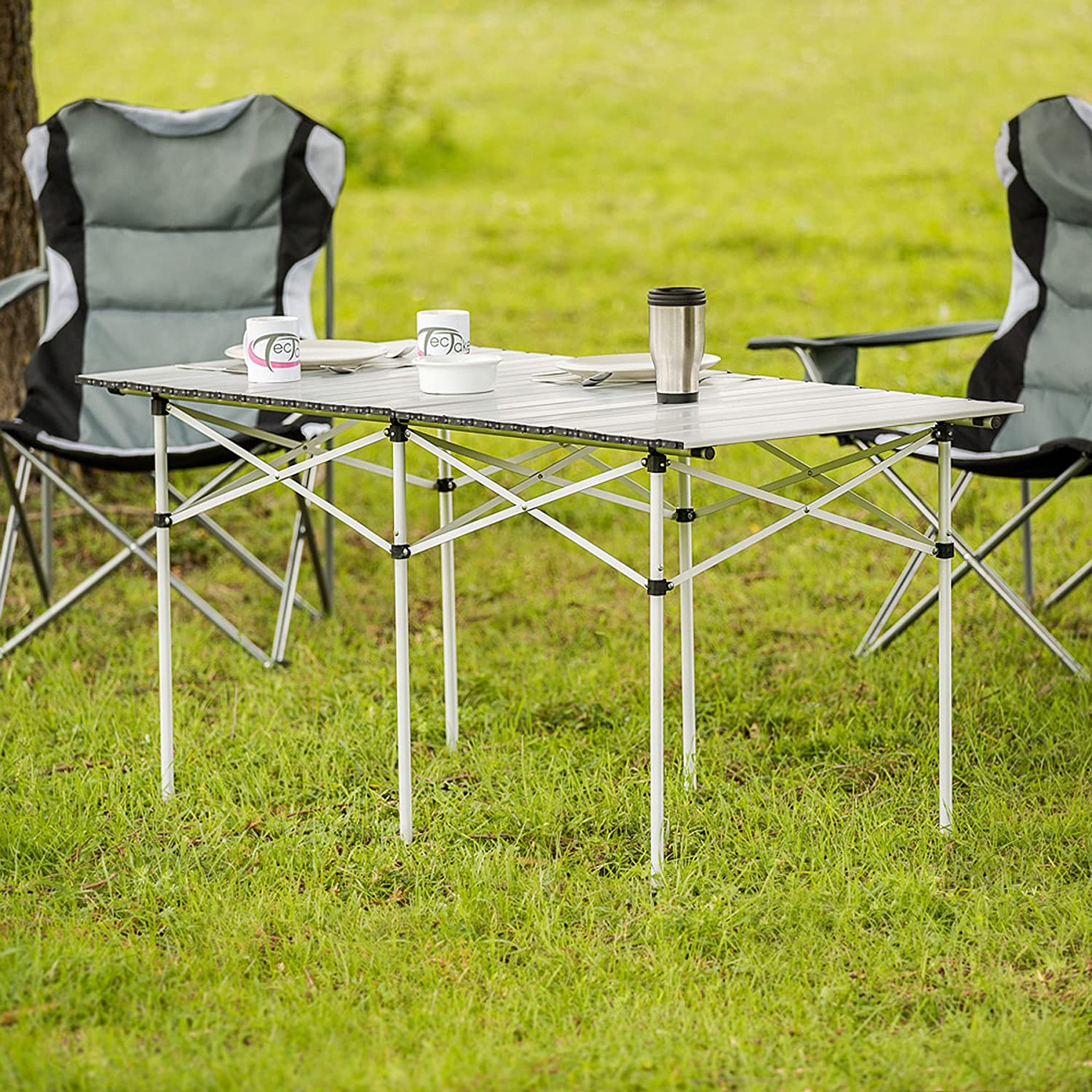 plage pêche bleu camping barbecue Wyi Table de camping portable en aluminium légère pliable avec sac de transport pour pique-nique