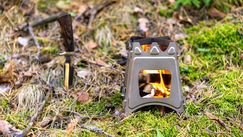 Poêle Fusée De Camping - Brûleur à Bois Portable - Acier Inox - 18x11