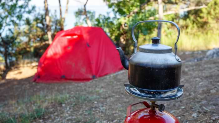 Bouilloire inox réchaud gaz