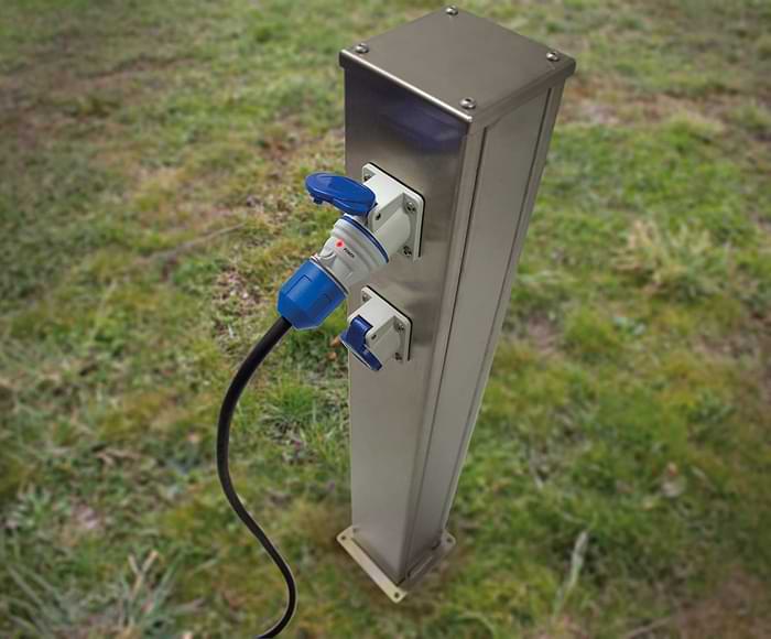 branchement borne electrique camping rallonge cable