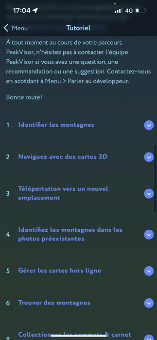 rubrique tutoriel peakvisor